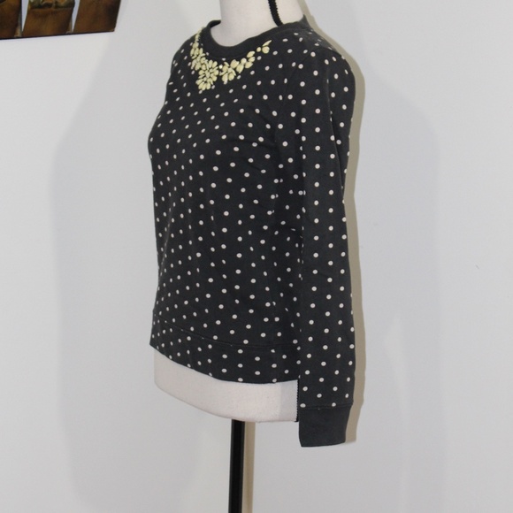 Crewcuts, black/gray and cream polka dot with  jeweles  pull over sweater - Picture 3 of 6